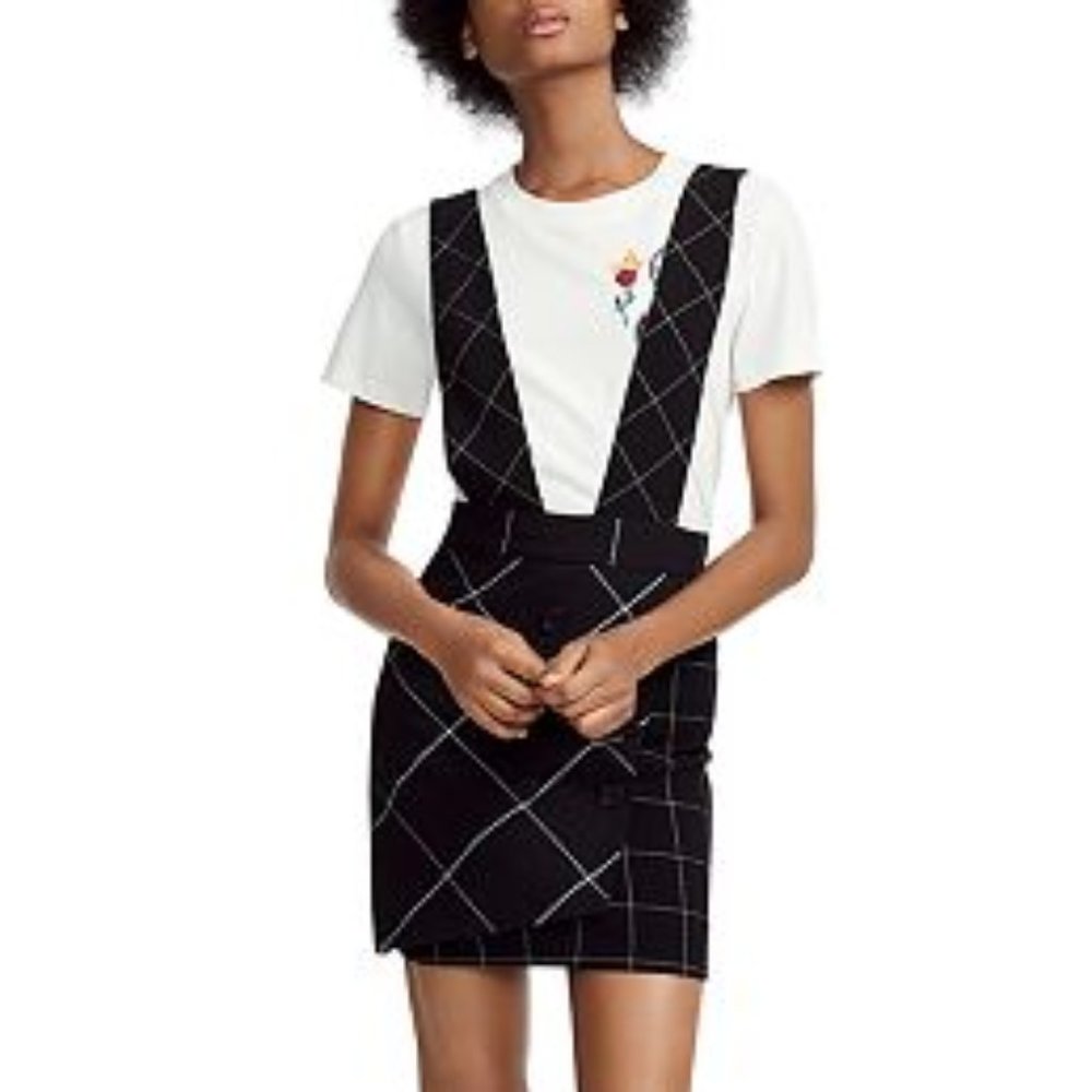 Maje Joly Checked Overalls-Style Skirt size 38